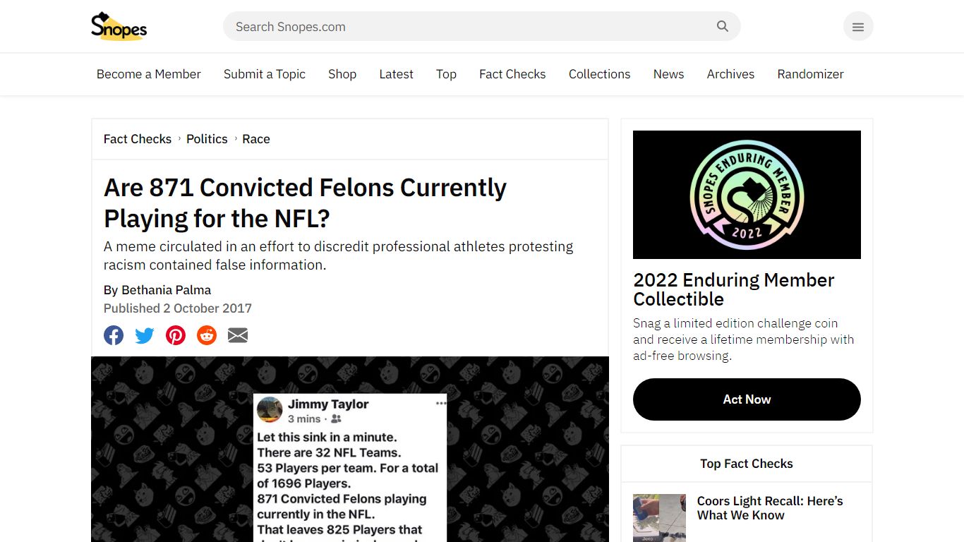 Are 871 Convicted Felons Currently Playing for the NFL?